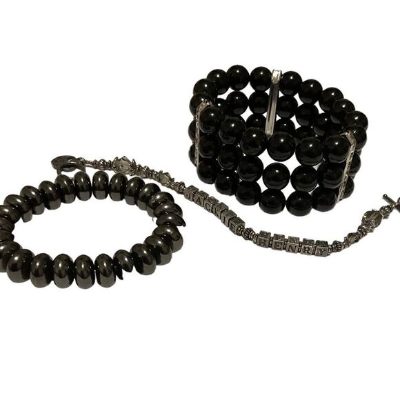Lot of 3 Silver Black Bracelets - Picture 7 of 7